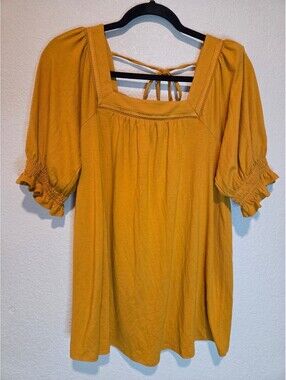 Sonoma Maternity Mustard Yellow Puff Sleeve Top Size Small
